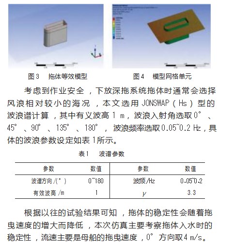 拖体水动力特性的流体力学分析论文